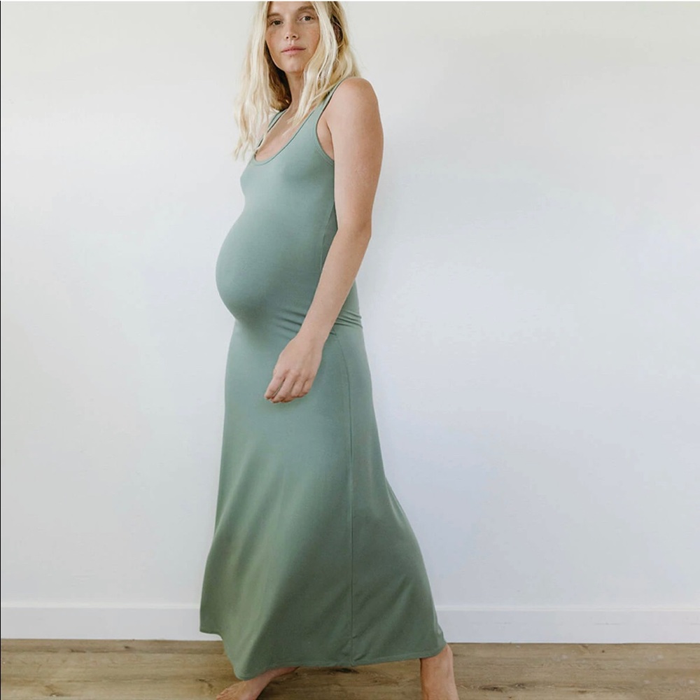STORQ Double Scoop Tank Dress- Maxi- Sage- L (Band size 4)